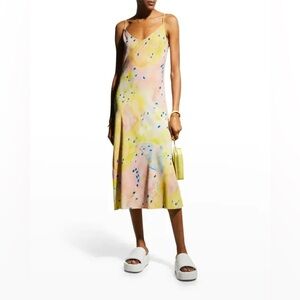 Marc Jacobs The Bias Slip Yellow Pink Midi Graffiti Dress 6